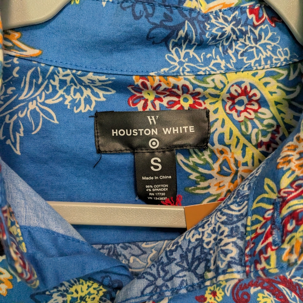 NWT Houston White Floral Blue Men's Longsleeved Shirt Sz S - Picture 5 of 12